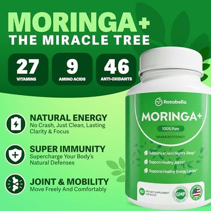 Rosabella Moringa+ - 60 Count (Pack of 1) - Pure Moringa Supplement