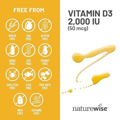 NatureWise Vitamin D3 2000iu (50 mcg) 1-Year – Bone Health: Vitamin D3 aids in calcium absorption, promoting – Image 3