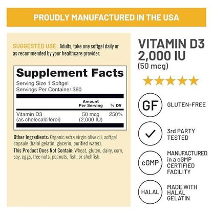 NatureWise Vitamin D3 2000iu (50 mcg) 1-Year – Each softgel contains 2000 IU (50 mcg) of vitamin D3 as – Image 8